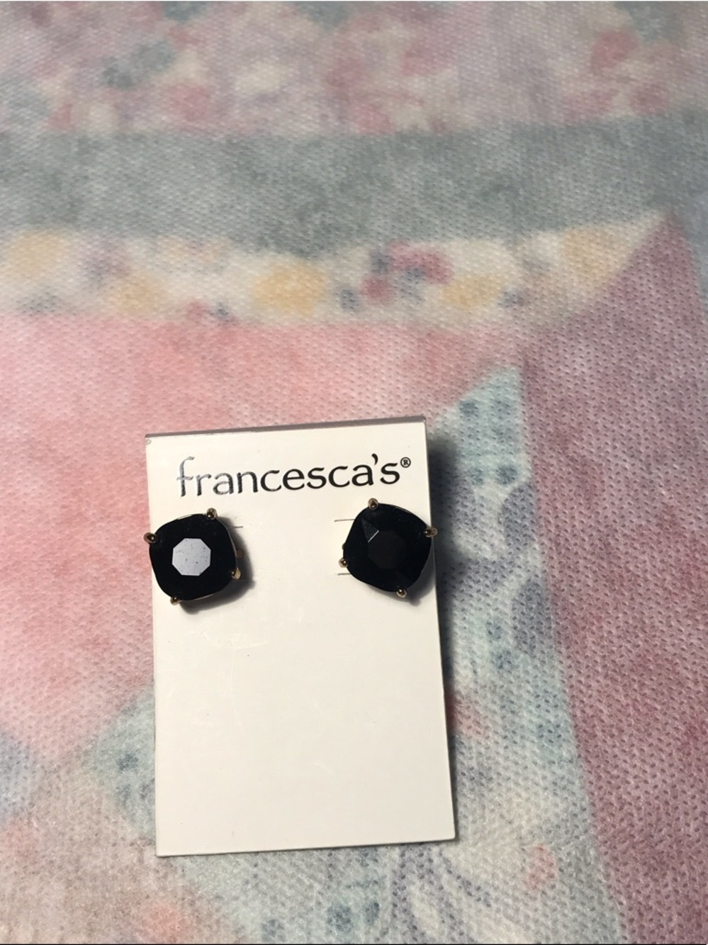 Francesca's Black Faceted Cushion Stud Earrings